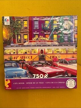 Ceaco 750 Piece City Diner (Gary Walton) Interlocking  Jigsaw Puzzle Retro NEW